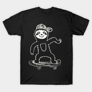 Skater Sloth Cool Skateboarding T-Shirt